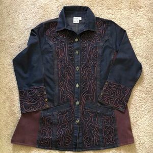 Parsley & Sage Wine Button Down Size-XL NWT